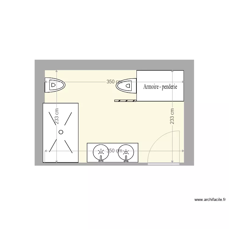 SALLE D EAU DU BAS. Plan de 
