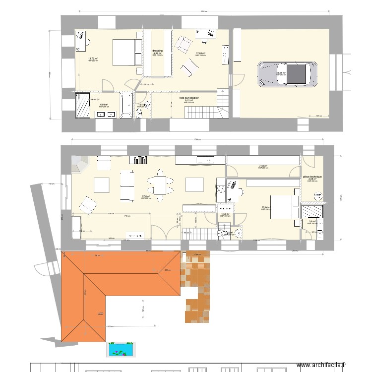 grange 23 janvier 21 alternative 2. Plan de 14 pièces et 195 m2