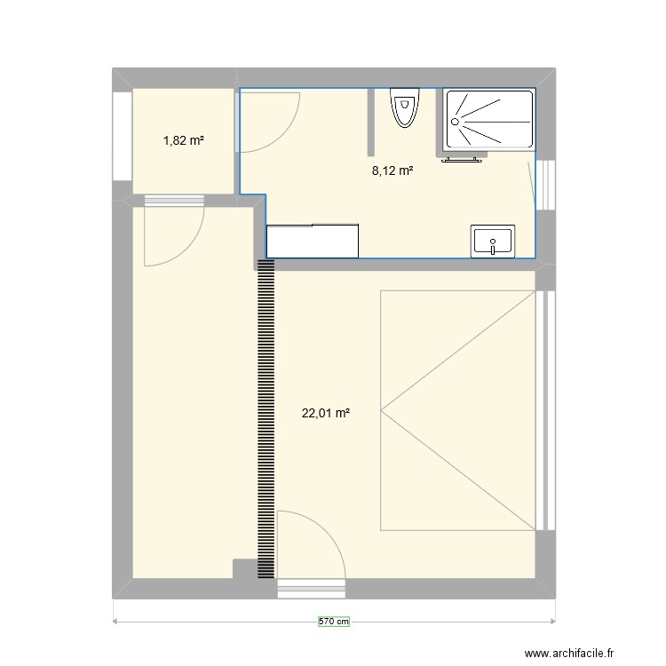 LAMARGUE SDBgarage PLAN2. Plan de 3 pièces et 32 m2