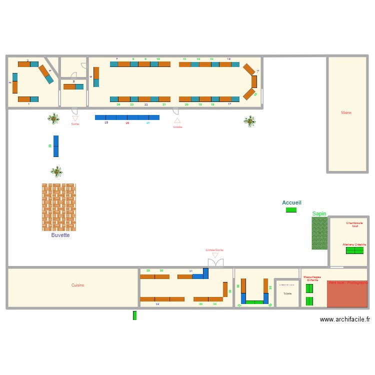 sou des ecoles. Plan de 12 pièces et 718 m2