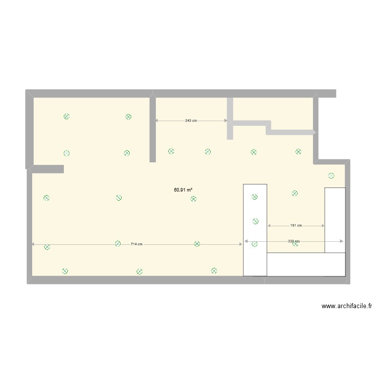 RDC Renggli. Plan de 1 pièce et 61 m2