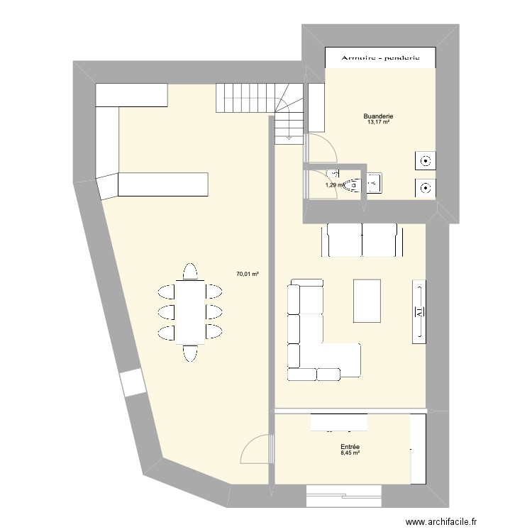 Montmeyran 2 RDC. Plan de 4 pièces et 93 m2