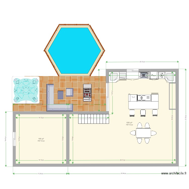 julie et alex. Plan de 2 pièces et 77 m2