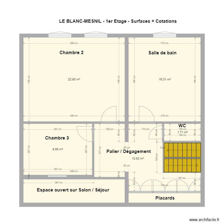 MIRI 1er Etage Surfaces et Cotations. Plan de 0 pièce et 0 m2