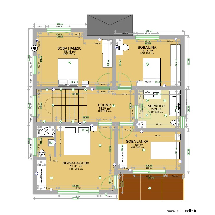 DENIS KUCA 1 SPRAT. Plan de 16 pièces et 270 m2