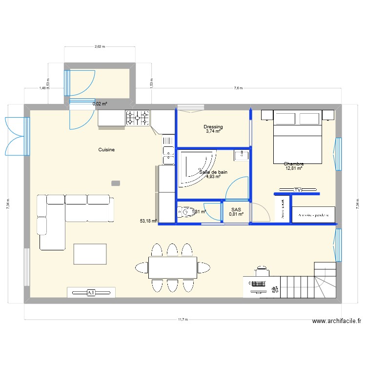 MAISON HAMI. Plan de 8 pièces et 79 m2