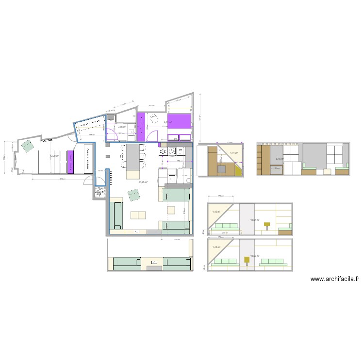 SAINT FIACRE côté CUISINE ILOT. Plan de 11 pièces et 98 m2