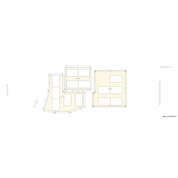 Notaire Debouche. Plan de 3 pièces et 53 m2