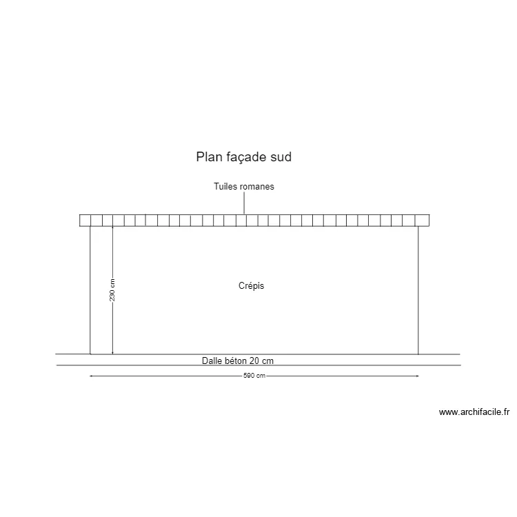 Plan fa&ccedil;ade sud. Plan de 
