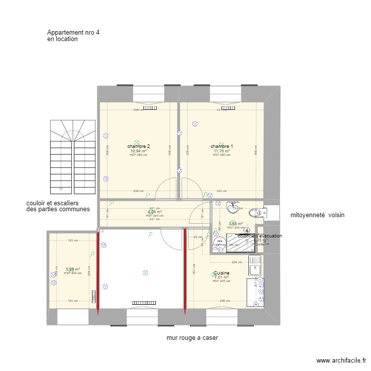 appartement nro 4. Plan de 7 pièces et 43 m2