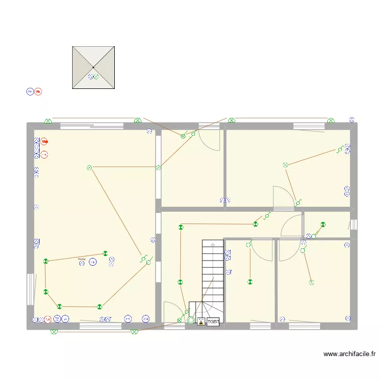DAVID/GAUCHER - RDC &eacute;lectricit&eacute;. Plan de 