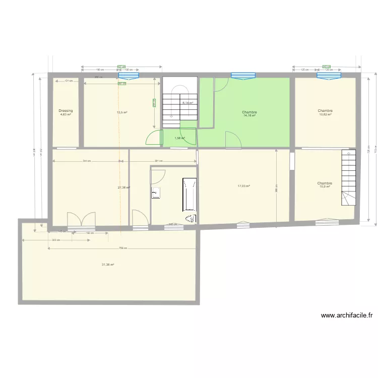 1er &eacute;tage . 8 Juin.2023. v7 . Amenagement. Plan de 