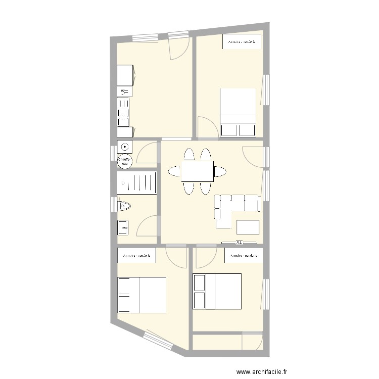 lusier 3. Plan de 6 pièces et 63 m2