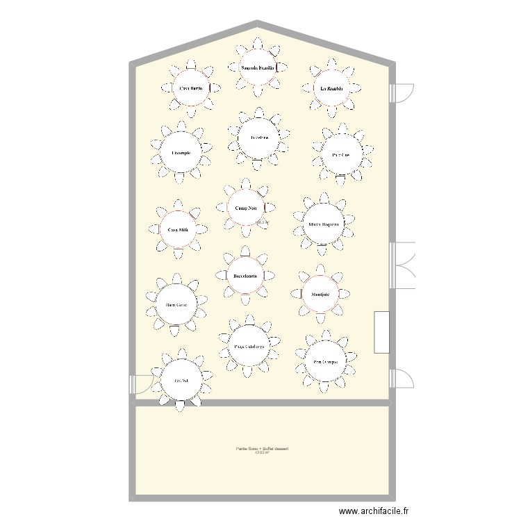 Plan de table mariage. Plan de 2 pièces et 211 m2