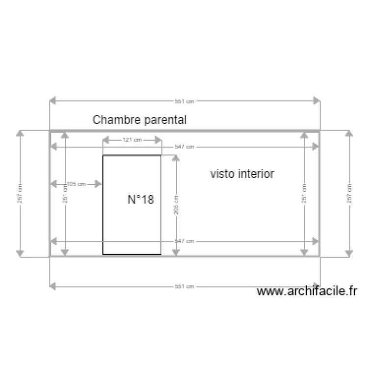 Baie vitre bois chambre parental. Plan de 