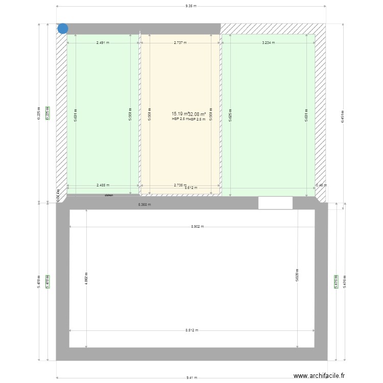plan extension Fred 1. Plan de 2 pièces et 47 m2