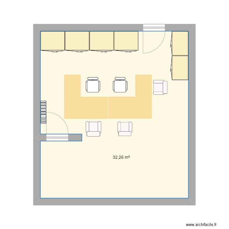 Plan accueil X. Plan de 1 pièce et 32 m2