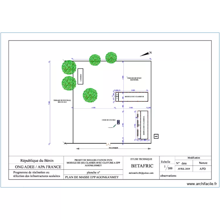 PLAN DE MASSE   EPP AGONKANMEY A. Plan de 