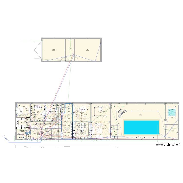 Vieira Piscine Plan 1. Plan de 24 pièces et 555 m2