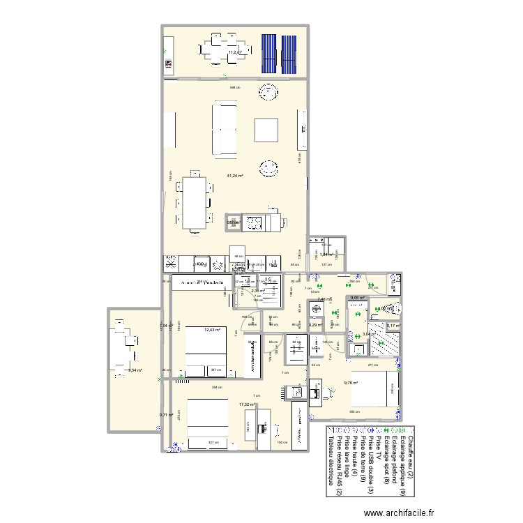 Santa Clara 2 face mer reunion 19/07 V9. Plan de 18 pièces et 120 m2