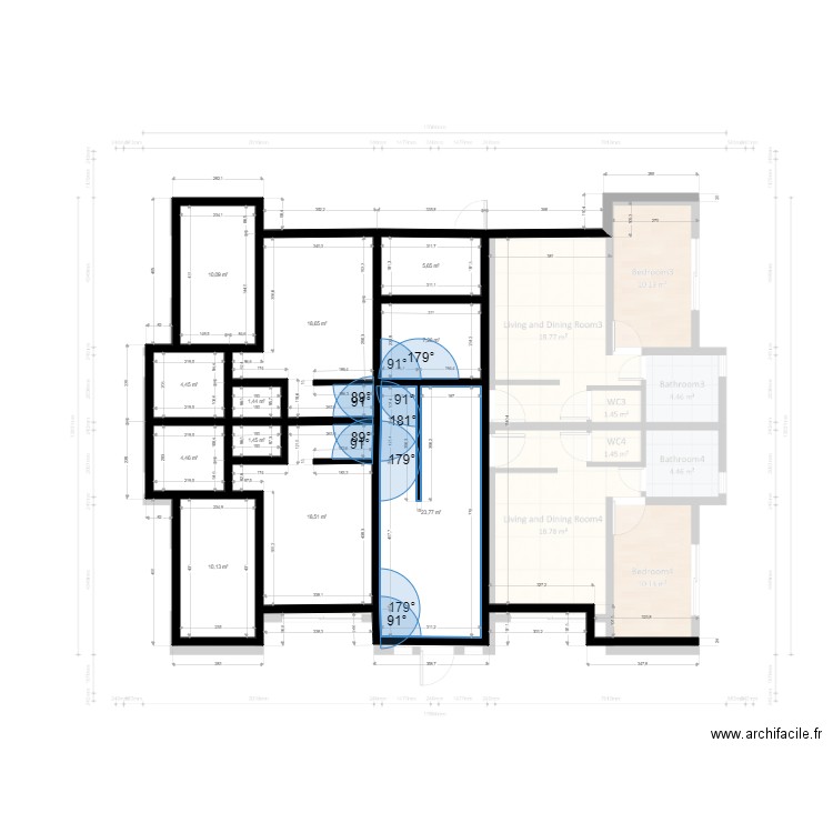 tert. Plan de 11 pièces et 106 m2