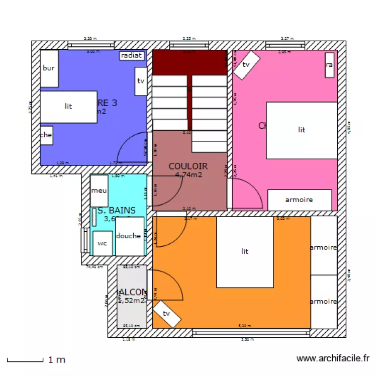 Maison Beyler &eacute;tage. Plan de 