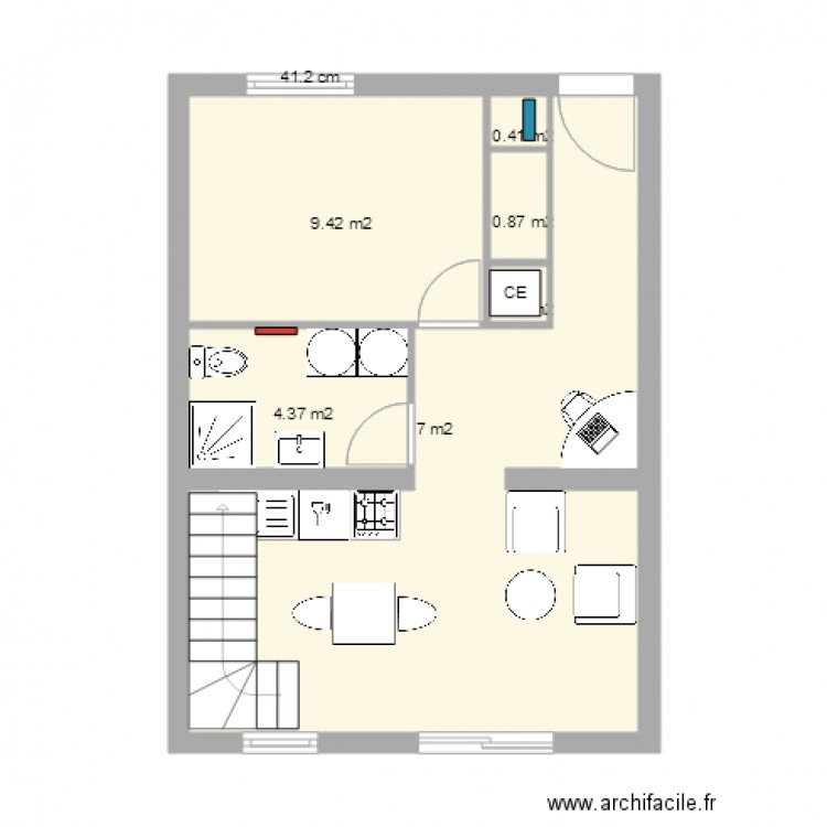 Appart 16C avec chambre. Plan de 0 pièce et 0 m2