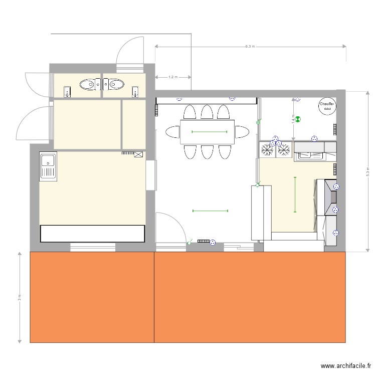 COUPE AA Agrandissement local réduit. Plan de 0 pièce et 0 m2