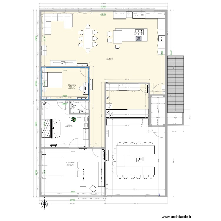 dacof 10 . Plan de 4 pièces et 151 m2