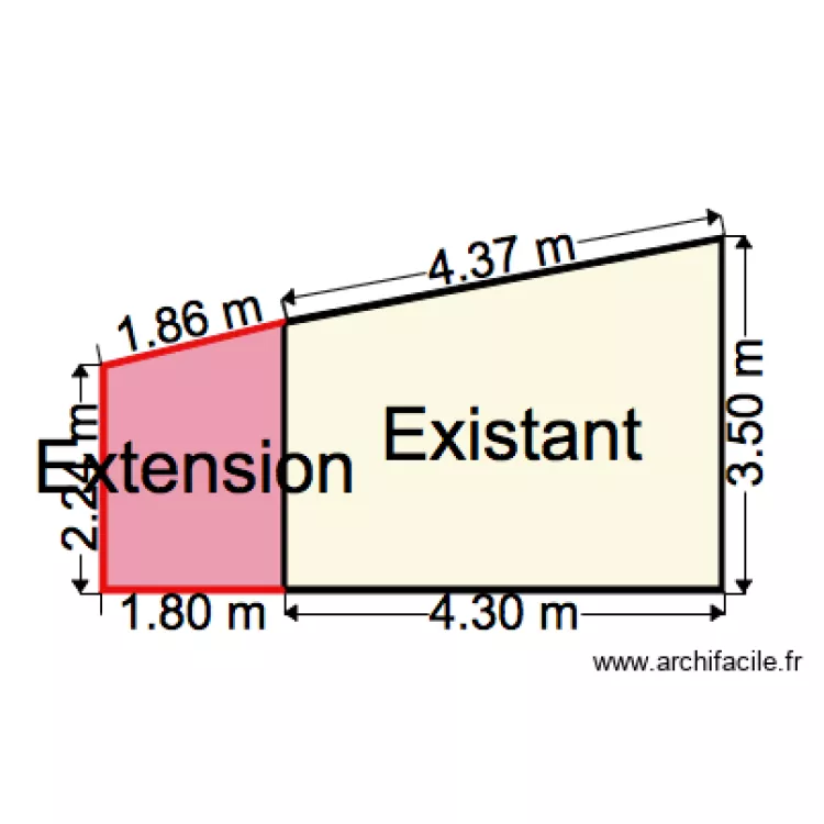 FACADE NORD BUNGALOW N43. Plan de 