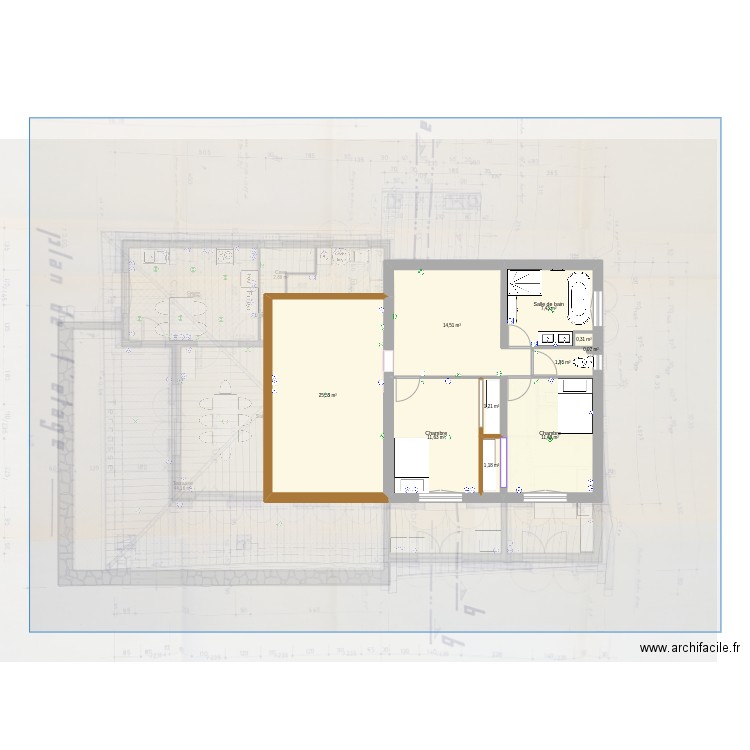 Colonel Noel mesure. Plan de 24 pièces et 246 m2