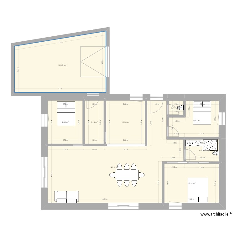 maison paille5. Plan de 9 pièces et 133 m2