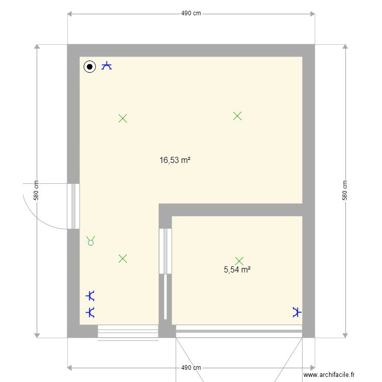 Annexe. Plan de 2 pièces et 22 m2