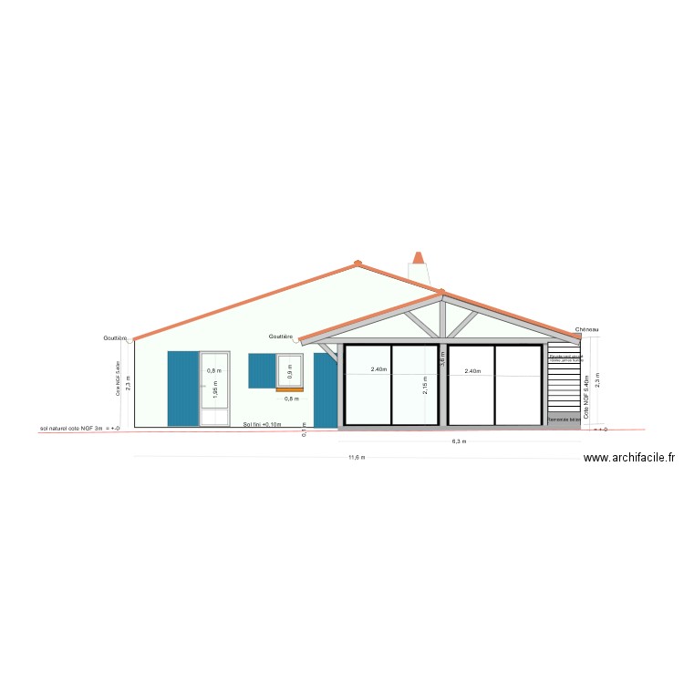 Pignon NORD Projet 1. Plan de 0 pièce et 0 m2