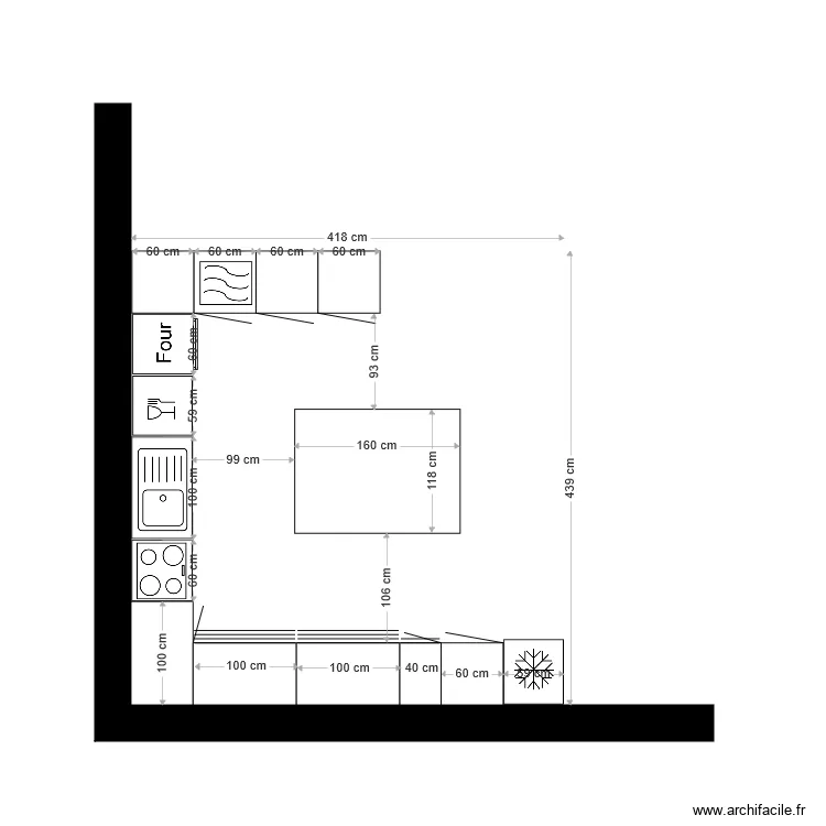  cuisine. Plan de 