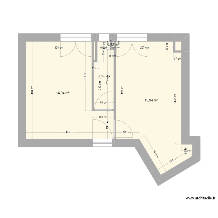 LUU KIM actuel. Plan de 6 pièces et 34 m2