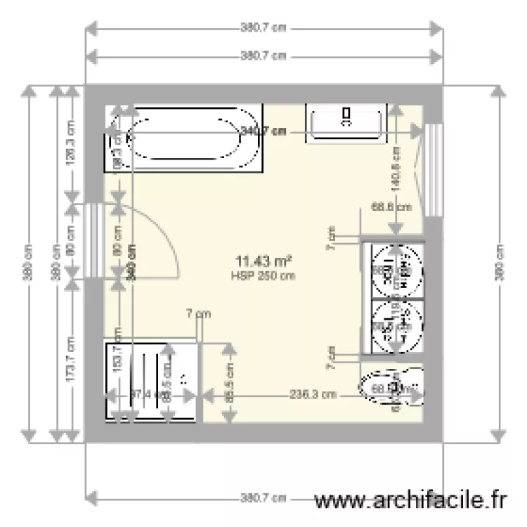 mille salle de bain. Plan de 