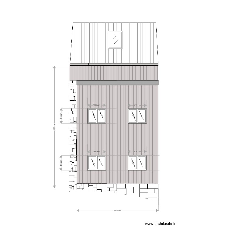 Façade B. Plan de 0 pièce et 0 m2