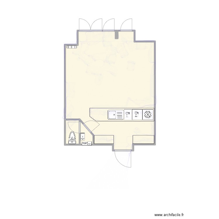 mathieu io-bar. Plan de 2 pièces et 25 m2