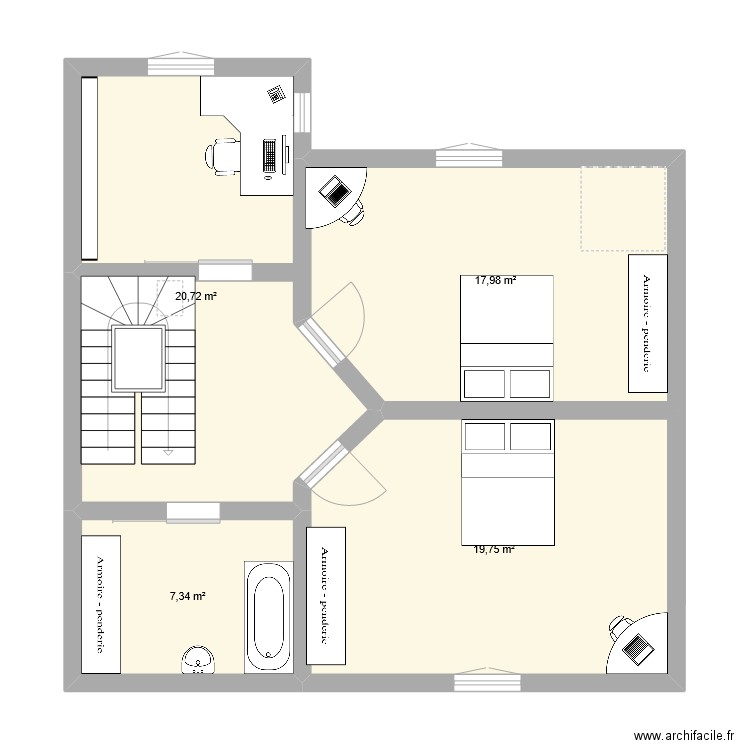 essais . Plan de 4 pièces et 66 m2