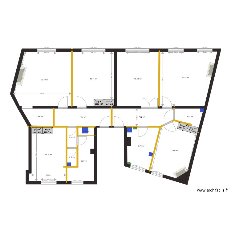 plan projet chateau neuilly EXISTANT murs à retirer plan 11. Plan de 0 pièce et 0 m2