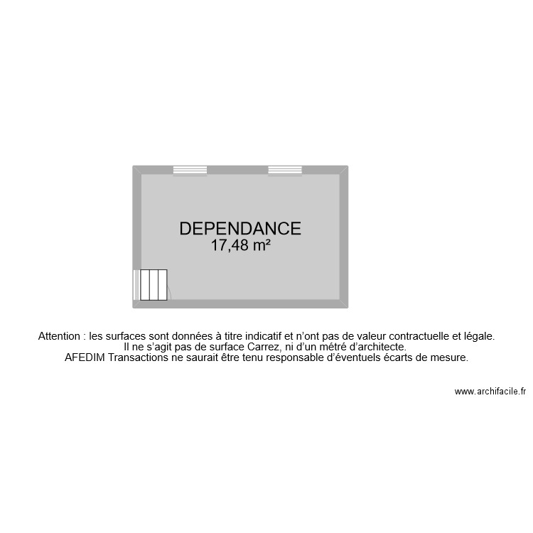 BI 7978 DEPENDANCE. Plan de 1 pièce et 17 m2