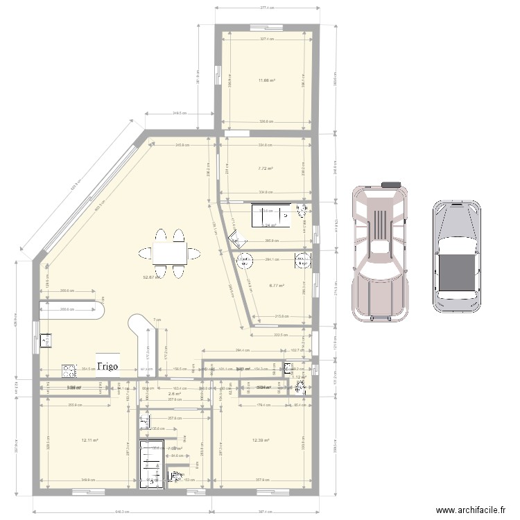 Noraie 2. Plan de 13 pièces et 123 m2