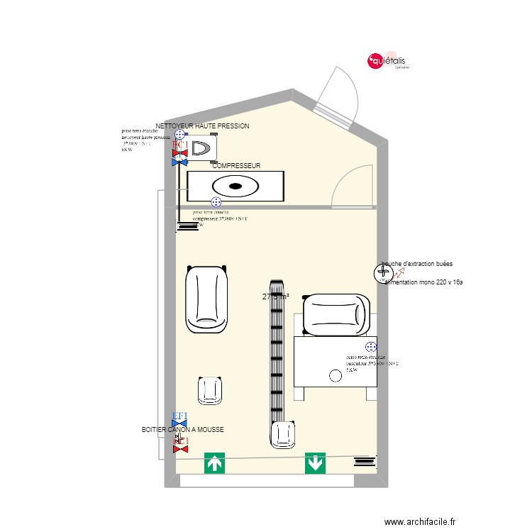 CLAUDE BERNARD v2. Plan de 1 pièce et 28 m2