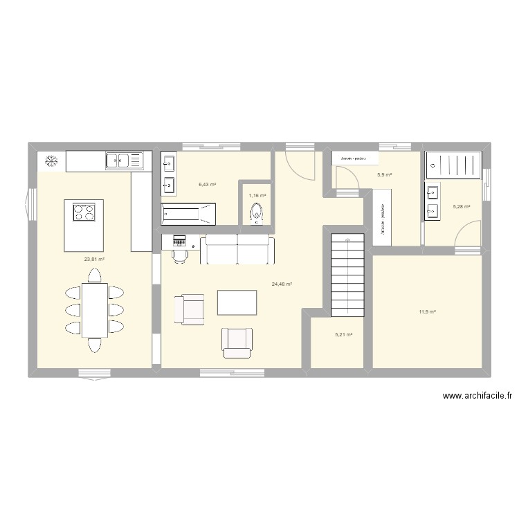 MAISON PAPA MAMAN. Plan de 8 pièces et 84 m2