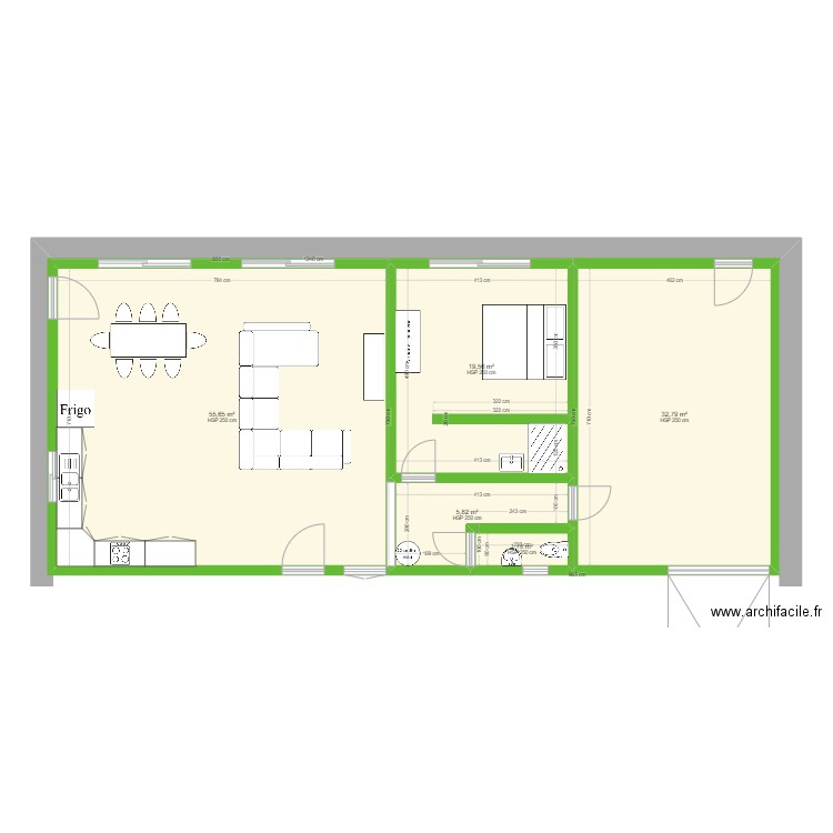 Grange + piece + amenagement2. Plan de 5 pièces et 116 m2