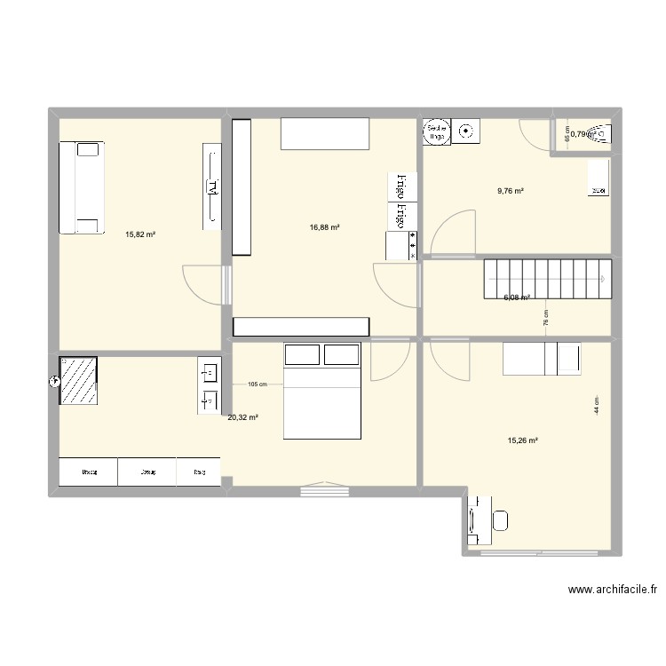 Chaville N - V2. Plan de 7 pièces et 85 m2