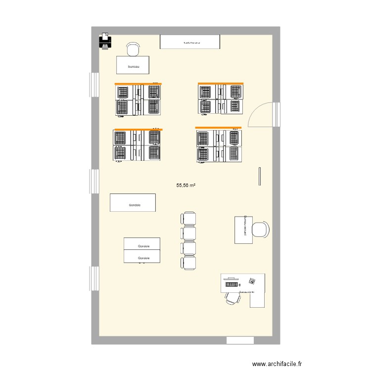 Magasin pédagogique . Plan de 1 pièce et 56 m2