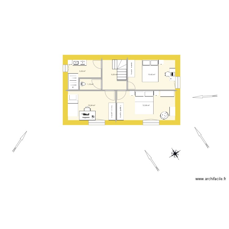 Talmont etage 2. Plan de 6 pièces et 46 m2