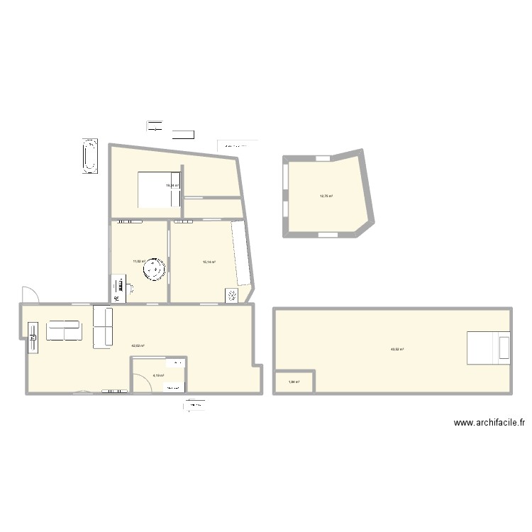 Bauvin. Plan de 8 pièces et 150 m2